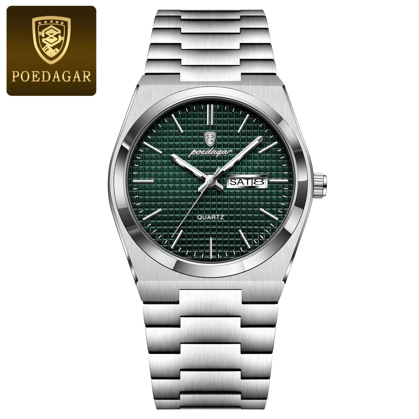 Luxury Business Men'S Quartz Watches Date Week Man Stainless Steel Watch Waterproof Luminous Fashion Men Wristwatch+Box