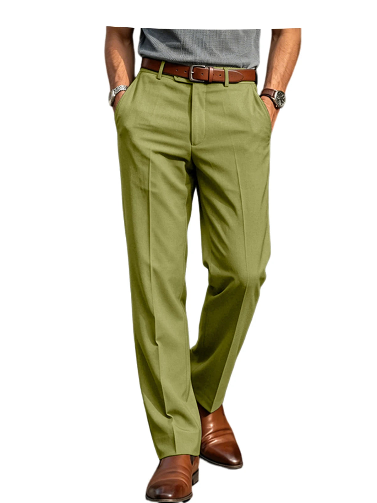 Men'S Formal Linen Summer Pants Classic Straight Suit Trousers Lightweight Breathable Soft Fashion Casual for Office Daily Wear