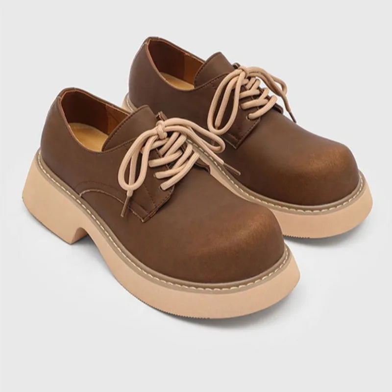 High Quality Men'S Sneakers and Casual Shoe British Big Head Derby Shoe Tooling Shoe Business Dress Shoes for Men Zapatos Hombre