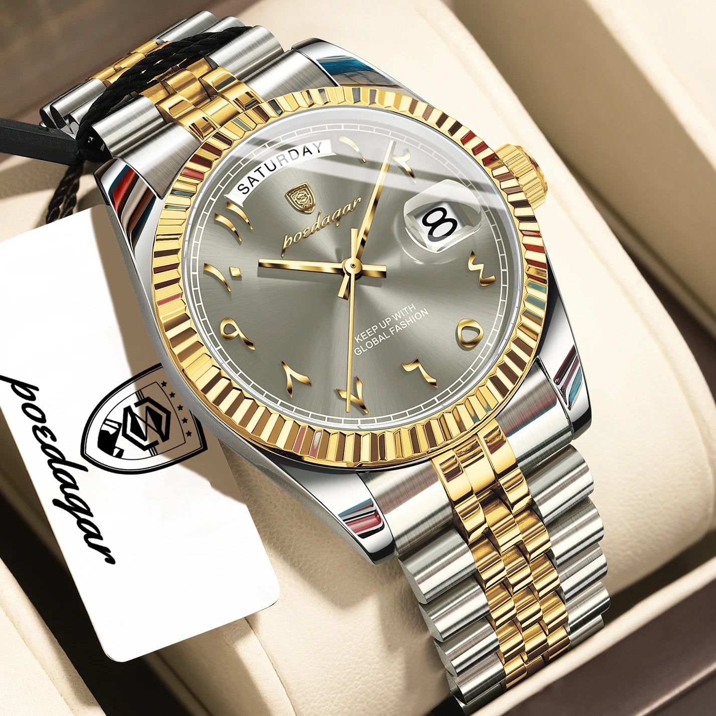 Fashion High Quality Men Clock Waterproof Date Week Watch for Man Stainless Steel Luxury Quartz Men'S Watches Reloj+Box