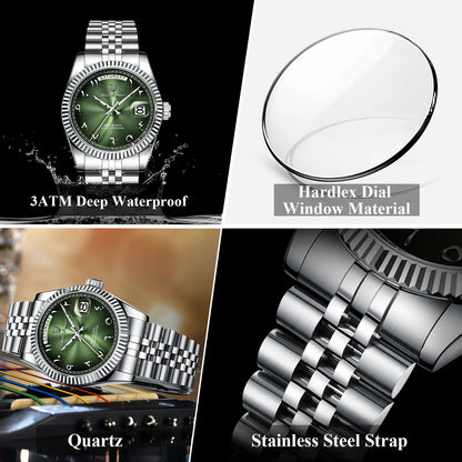 Fashion High Quality Men Clock Waterproof Date Week Watch for Man Stainless Steel Luxury Quartz Men'S Watches Reloj+Box