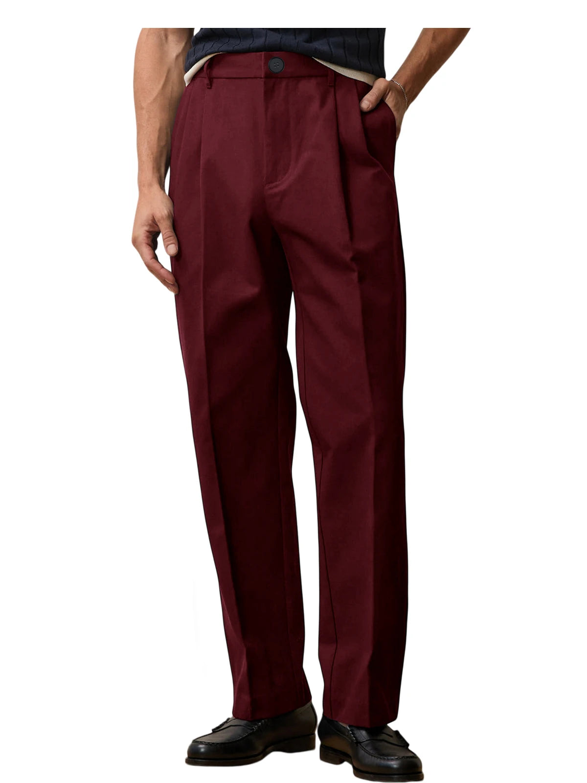 Men'S Wide Leg Pants High Waist Pleated Loose Fit Straight Leg Suit Trousers Business Office Formal Casual Men'S Dress Pants
