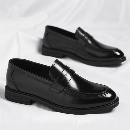 Men'S Formal Leather Loafers Italian Style Slip-On Stylish Elegant Business Shoes Comfortable Lightweight Office Dress Shoes