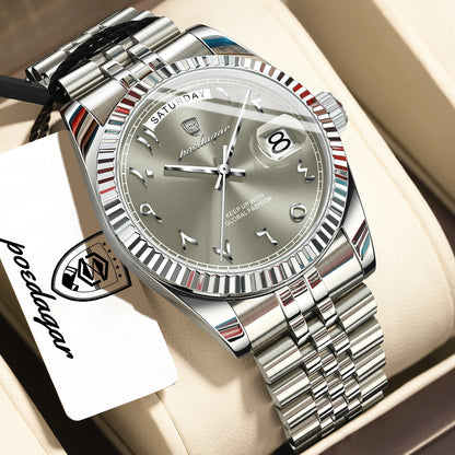 Fashion High Quality Men Clock Waterproof Date Week Watch for Man Stainless Steel Luxury Quartz Men'S Watches Reloj+Box