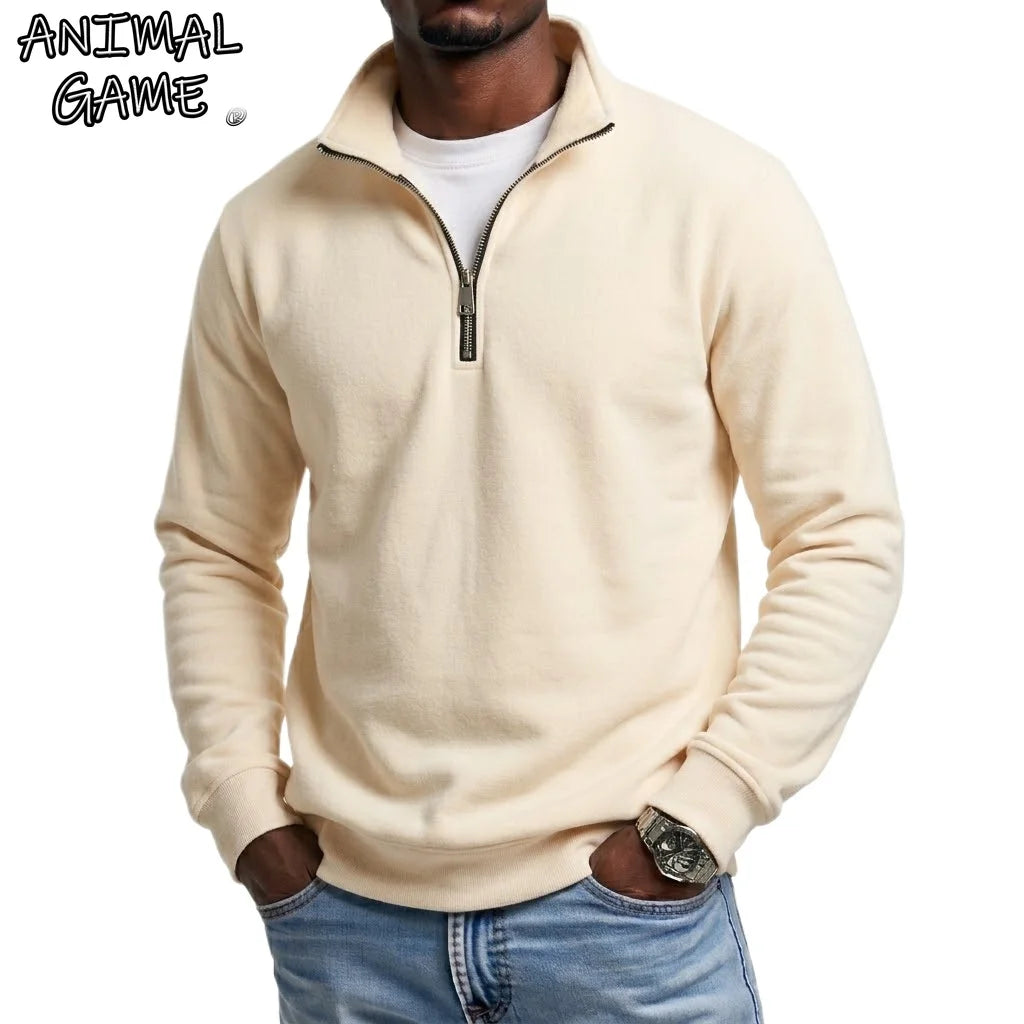 Outdoor Men Zipper Sweatshirts Spring Quarter Zip Pullover Half Zipper Hoodie for Men Gym Man Autumn Solid Men'S Sweatshirt Coat