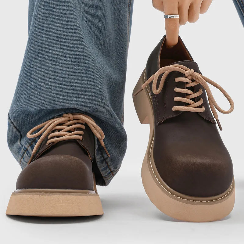 High Quality Men'S Sneakers and Casual Shoe British Big Head Derby Shoe Tooling Shoe Business Dress Shoes for Men Zapatos Hombre