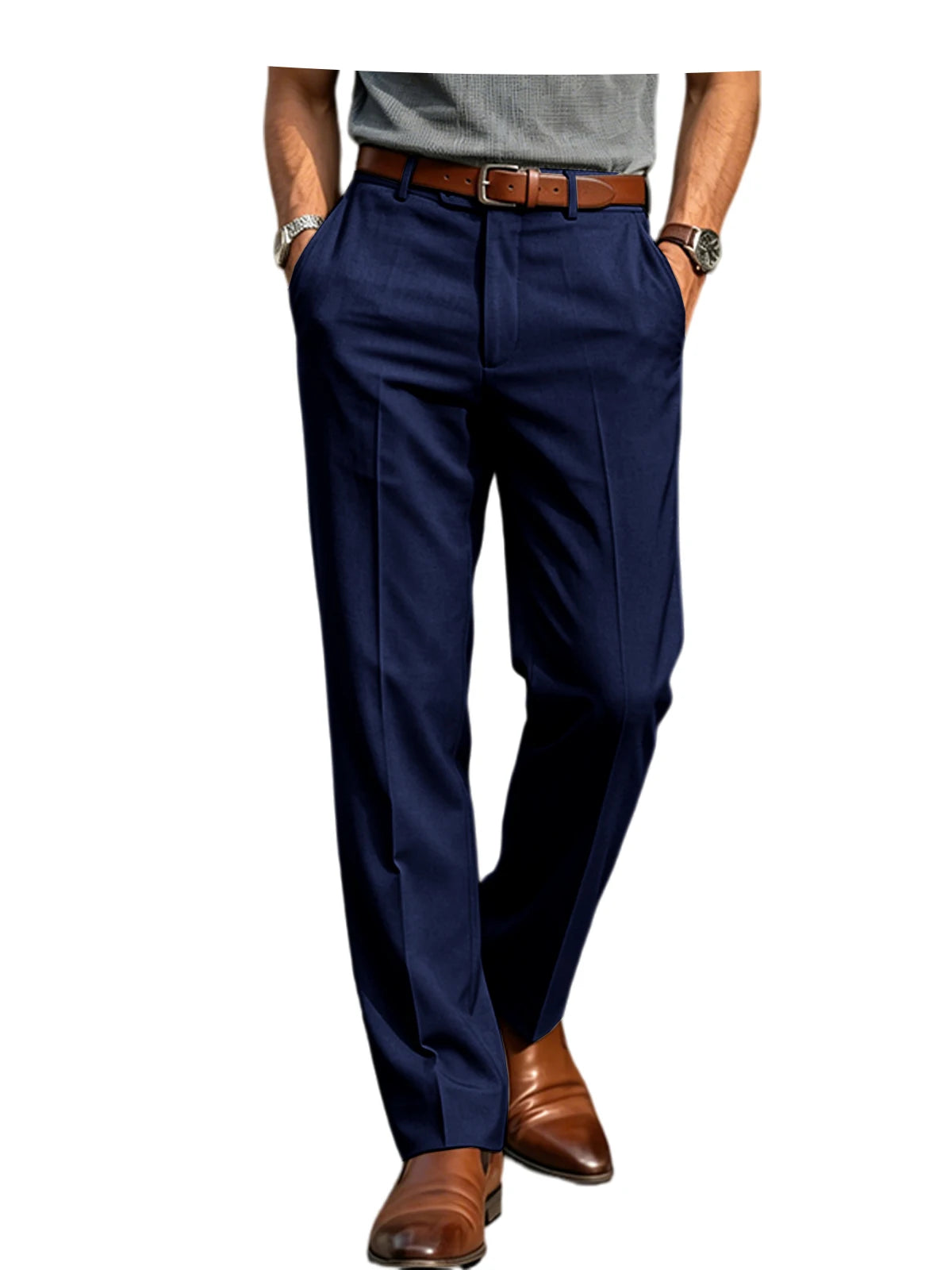 Men'S Formal Linen Summer Pants Classic Straight Suit Trousers Lightweight Breathable Soft Fashion Casual for Office Daily Wear