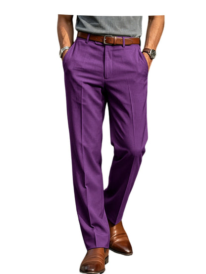 Men'S Formal Linen Summer Pants Classic Straight Suit Trousers Lightweight Breathable Soft Fashion Casual for Office Daily Wear