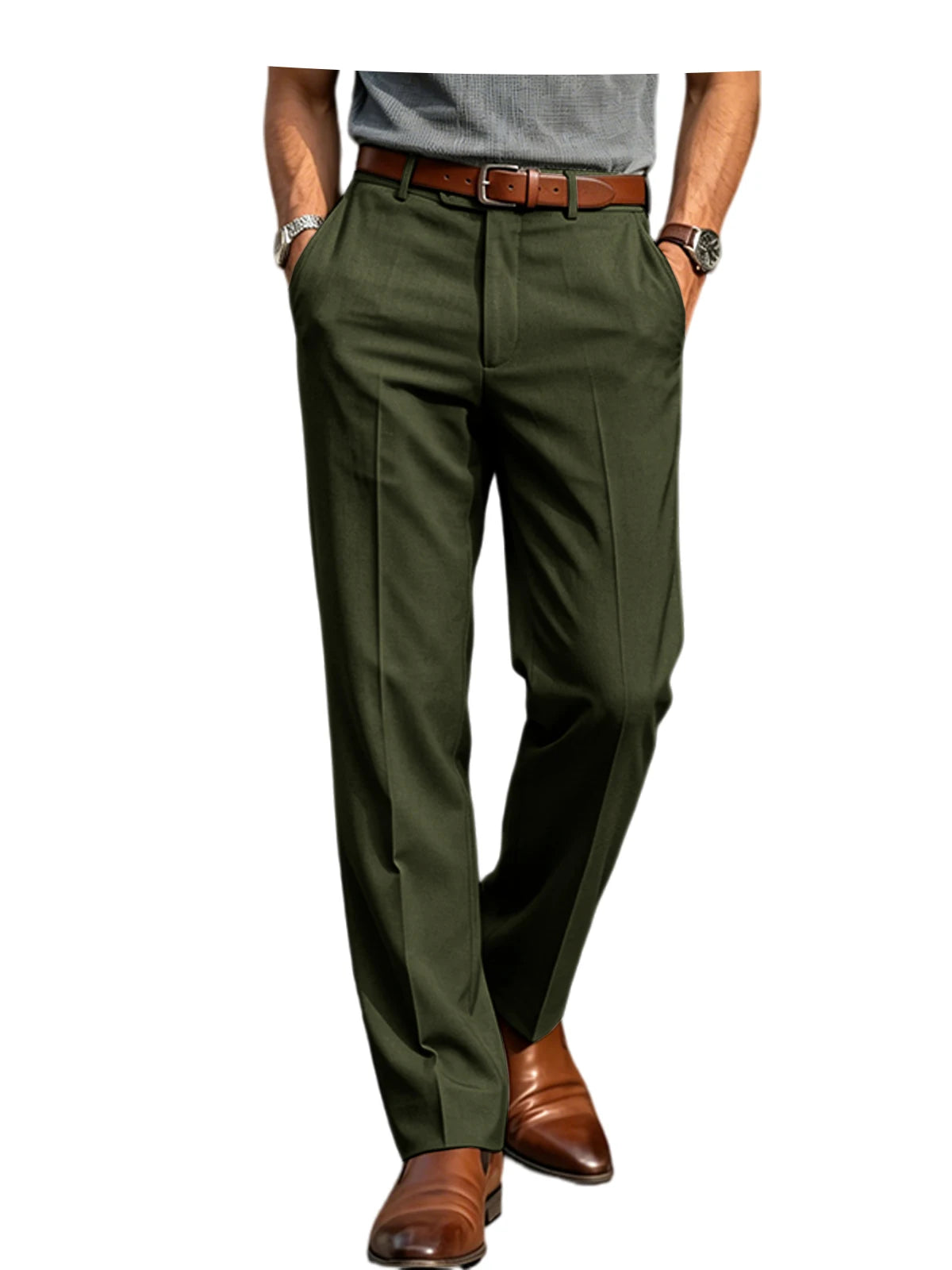 Men'S Formal Linen Summer Pants Classic Straight Suit Trousers Lightweight Breathable Soft Fashion Casual for Office Daily Wear