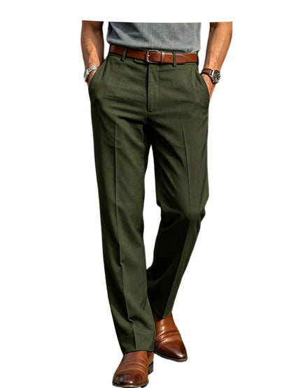 Men'S Formal Linen Summer Pants Classic Straight Suit Trousers Lightweight Breathable Soft Fashion Casual for Office Daily Wear
