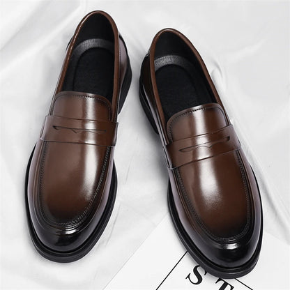 Men'S Formal Leather Loafers Italian Style Slip-On Stylish Elegant Business Shoes Comfortable Lightweight Office Dress Shoes