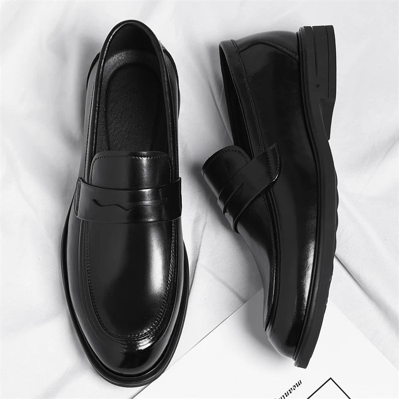 Men'S Formal Leather Loafers Italian Style Slip-On Stylish Elegant Business Shoes Comfortable Lightweight Office Dress Shoes