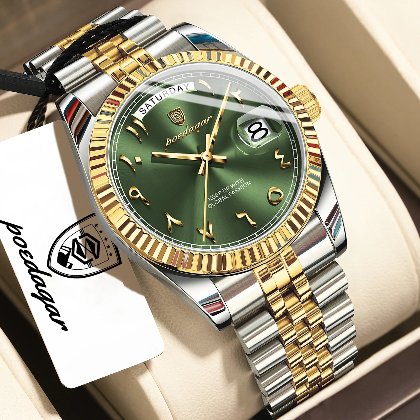 Fashion High Quality Men Clock Waterproof Date Week Watch for Man Stainless Steel Luxury Quartz Men'S Watches Reloj+Box