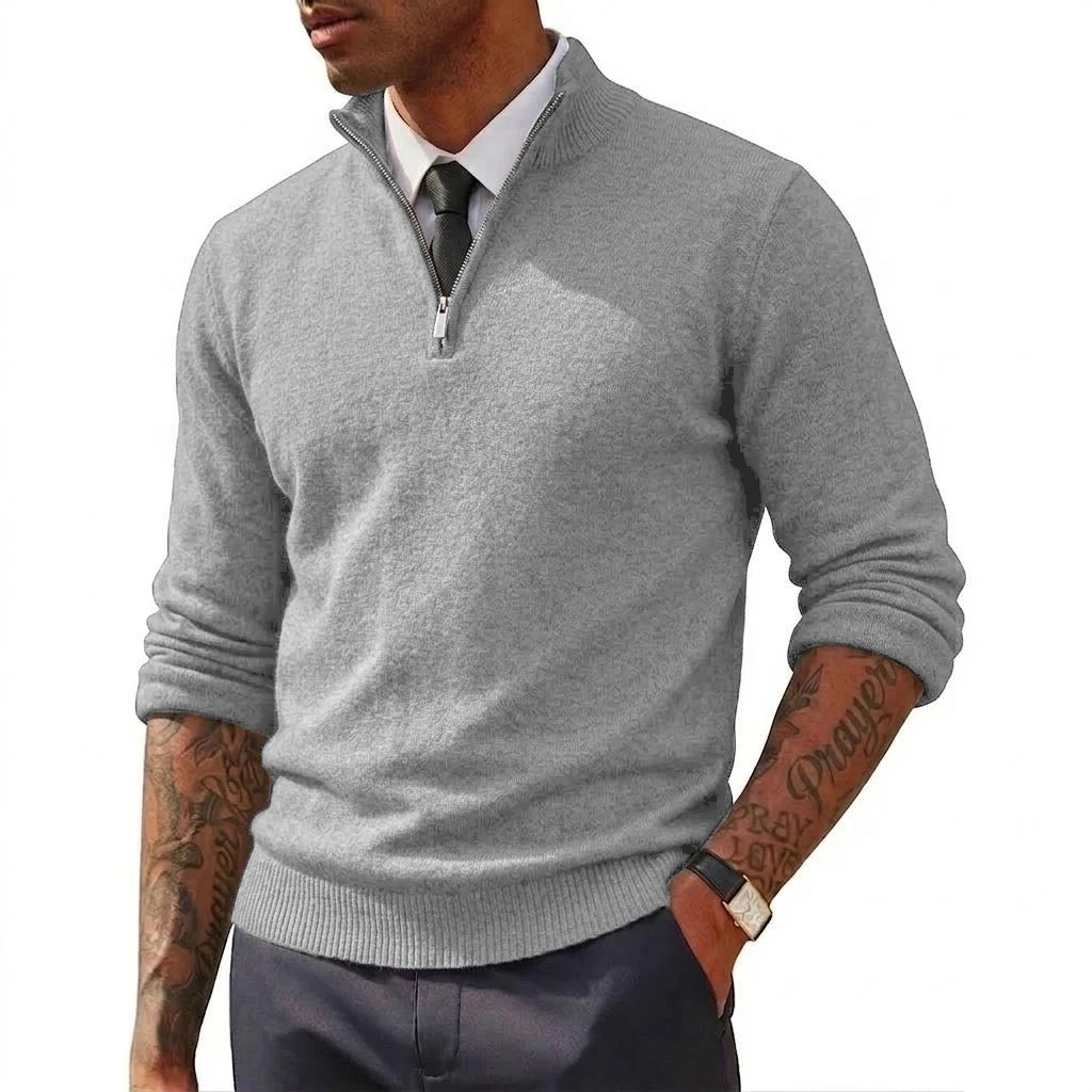 New Men'S Quarter Zip up Sweaters Slim Fit Lightweight Mock Neck Pullover Casual Zipper Polo Sweaters Long Sleeves Streetwear