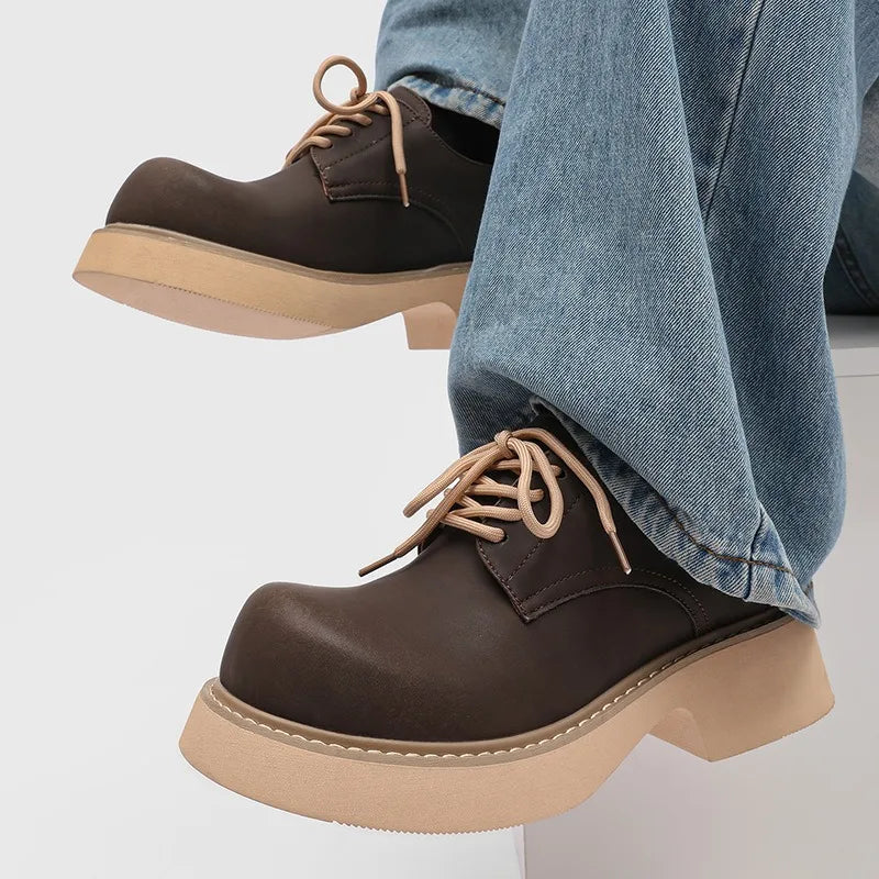 High Quality Men'S Sneakers and Casual Shoe British Big Head Derby Shoe Tooling Shoe Business Dress Shoes for Men Zapatos Hombre