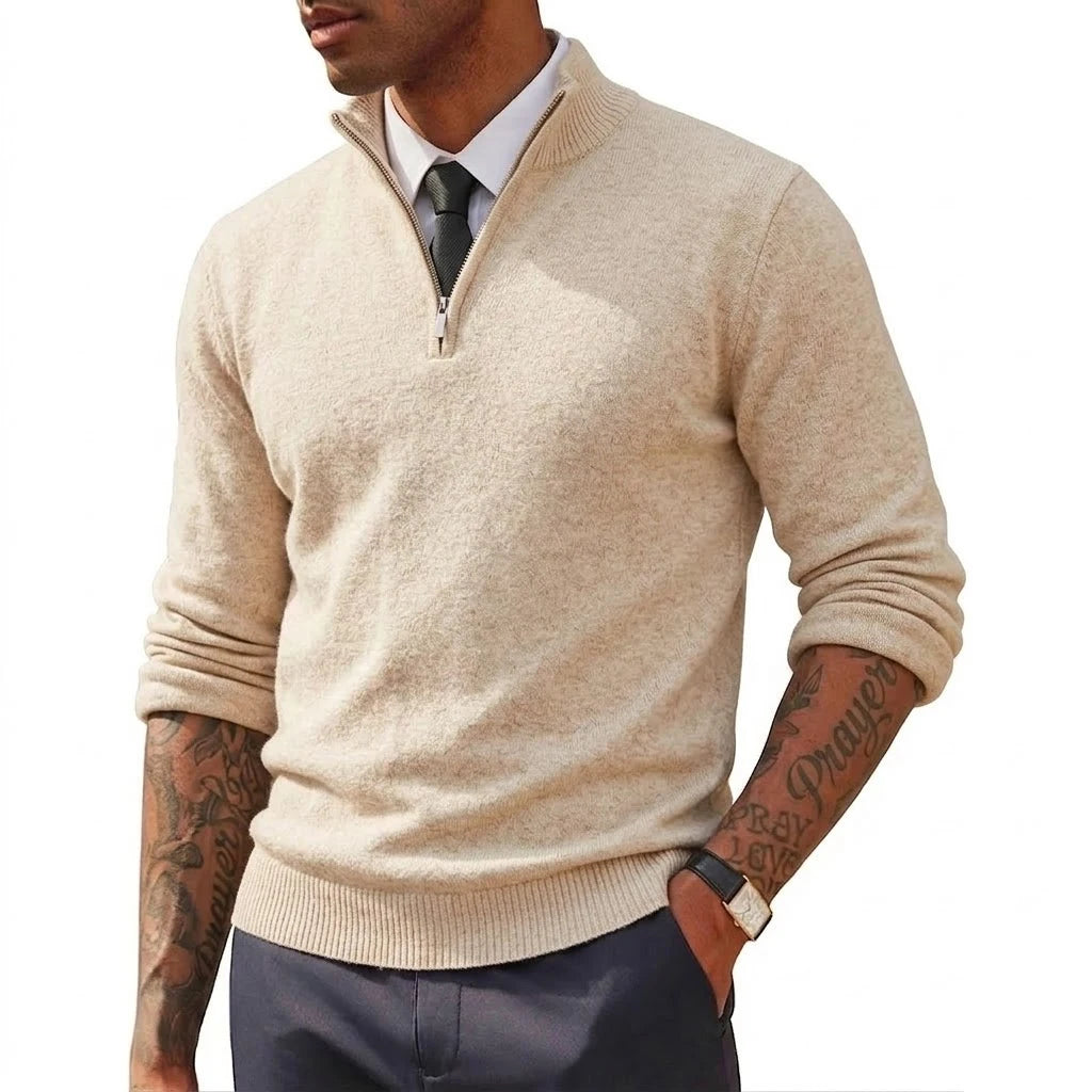 New Men'S Quarter Zip up Sweaters Slim Fit Lightweight Mock Neck Pullover Casual Zipper Polo Sweaters Long Sleeves Streetwear
