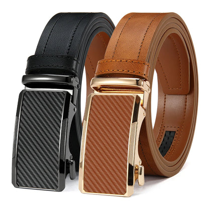 New Business Leisure Men'S Alloy Square Buckle Belt Men'S Luxury Designer High Quality Leather Cowboy Belt Multi Color