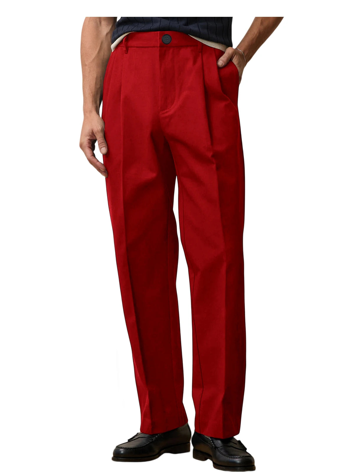 Men'S Wide Leg Pants High Waist Pleated Loose Fit Straight Leg Suit Trousers Business Office Formal Casual Men'S Dress Pants