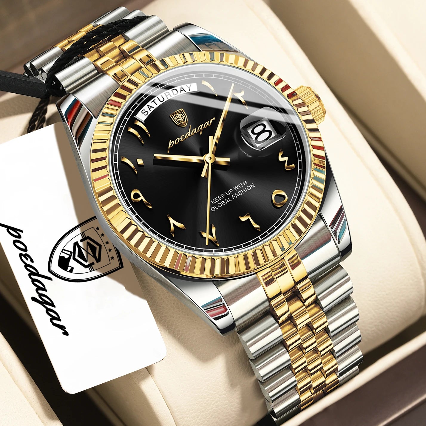 Fashion High Quality Men Clock Waterproof Date Week Watch for Man Stainless Steel Luxury Quartz Men'S Watches Reloj+Box