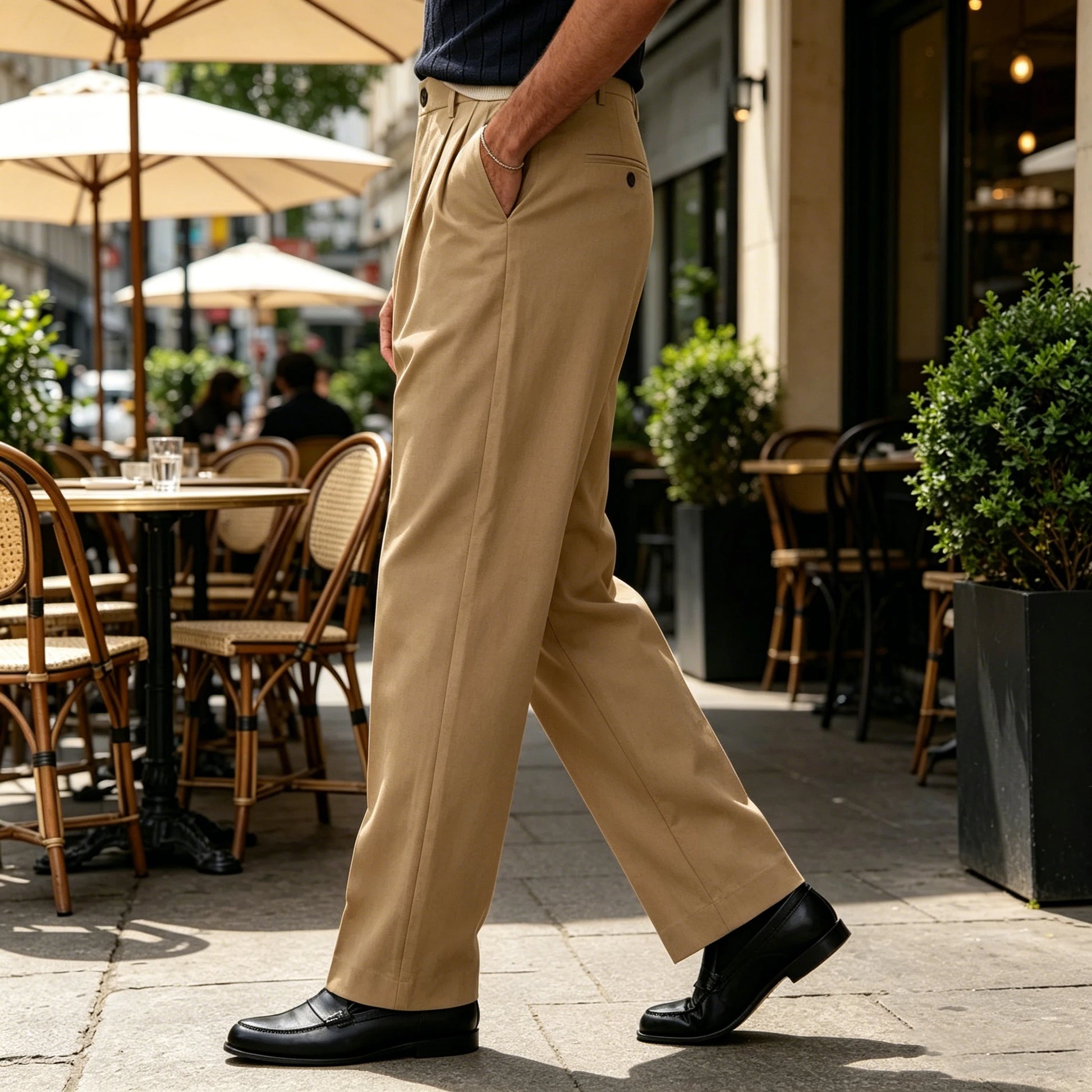 Men'S Wide Leg Pants High Waist Pleated Loose Fit Straight Leg Suit Trousers Business Office Formal Casual Men'S Dress Pants