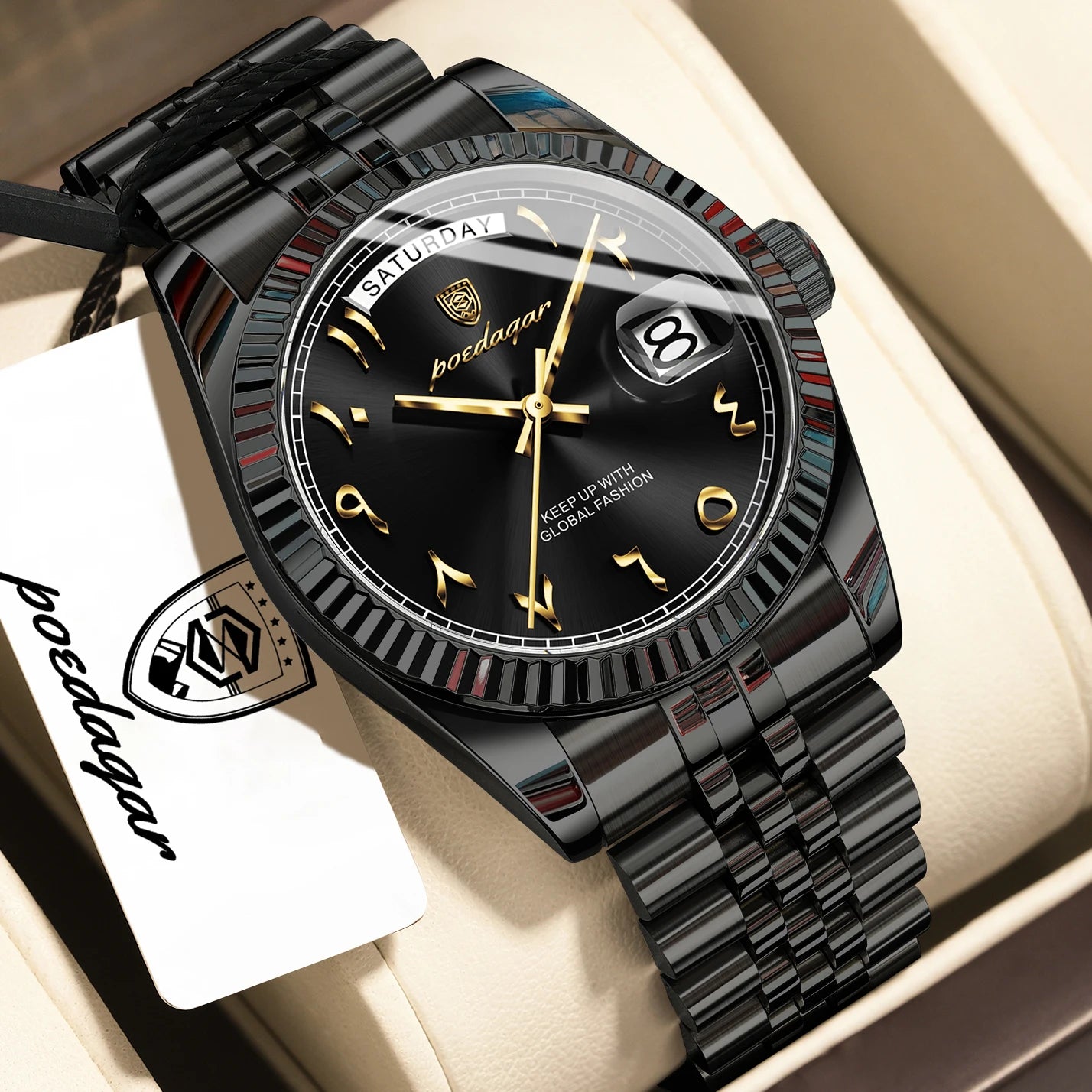 Fashion High Quality Men Clock Waterproof Date Week Watch for Man Stainless Steel Luxury Quartz Men'S Watches Reloj+Box