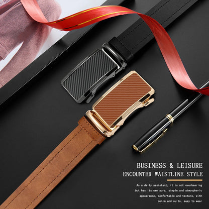 New Business Leisure Men'S Alloy Square Buckle Belt Men'S Luxury Designer High Quality Leather Cowboy Belt Multi Color