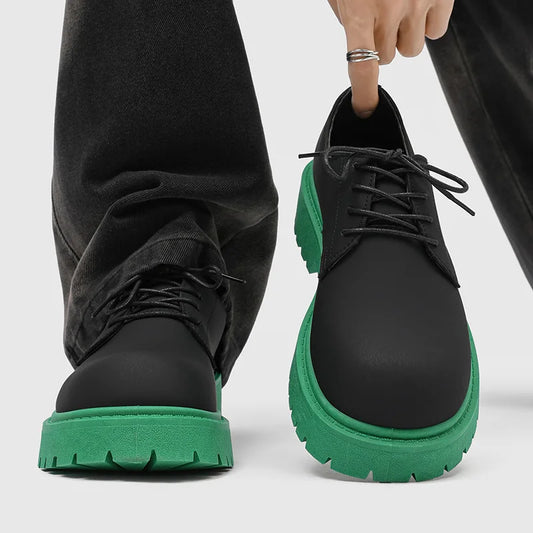 Designer Platform Derby Shoes for Men Fashion Sole Two-Tone Casual Leather Sneakers Luxury Men'S Leather Shoes Zapatos De Hombre