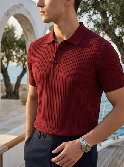 Men'S Summer Short-Sleeved Polo Slim Casual Sportswear Hundred Stretch Buttons Korean Fashion T-Shirt Men'S Tops