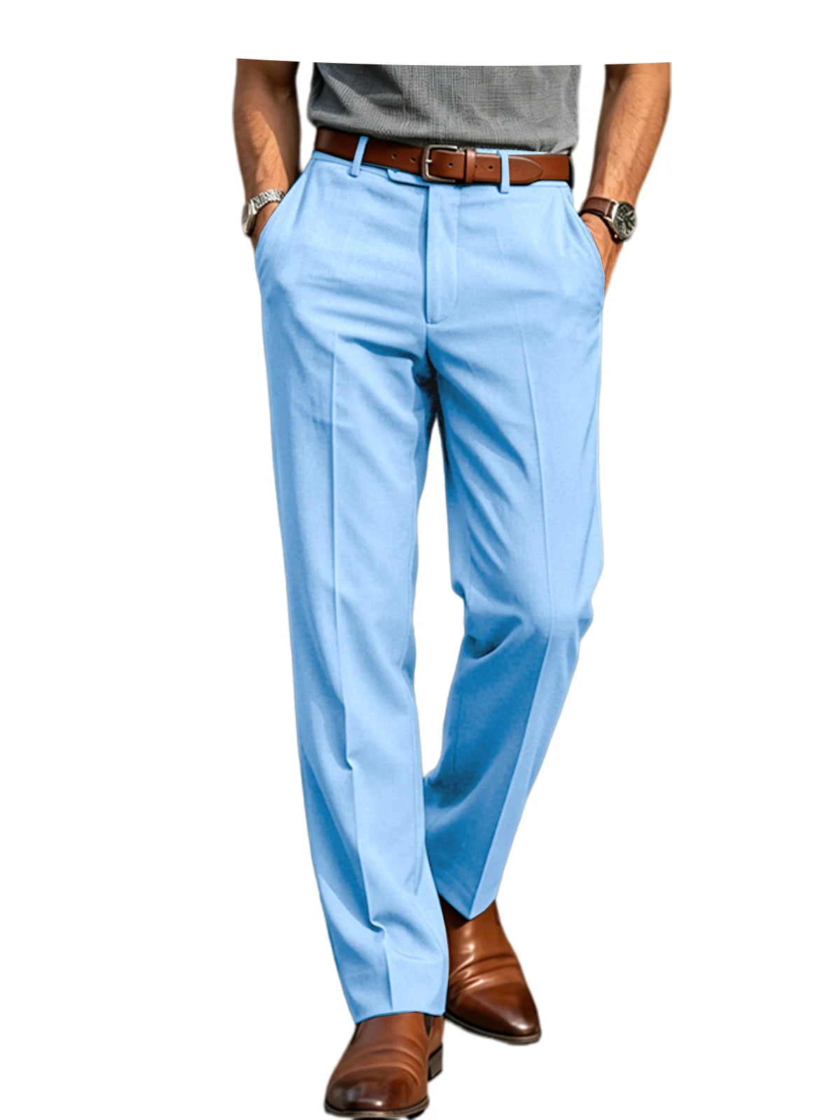 Men'S Formal Linen Summer Pants Classic Straight Suit Trousers Lightweight Breathable Soft Fashion Casual for Office Daily Wear