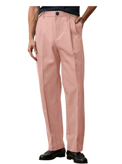 Men'S Wide Leg Pants High Waist Pleated Loose Fit Straight Leg Suit Trousers Business Office Formal Casual Men'S Dress Pants