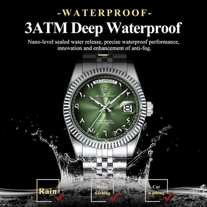 Fashion High Quality Men Clock Waterproof Date Week Watch for Man Stainless Steel Luxury Quartz Men'S Watches Reloj+Box