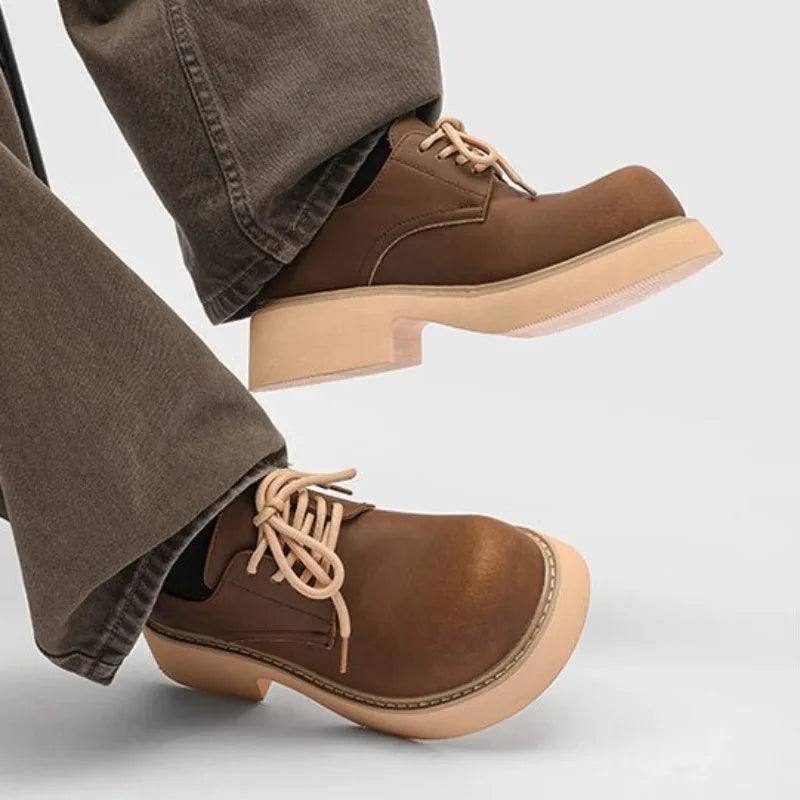 High Quality Men'S Sneakers and Casual Shoe British Big Head Derby Shoe Tooling Shoe Business Dress Shoes for Men Zapatos Hombre