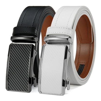 New Business Leisure Men'S Alloy Square Buckle Belt Men'S Luxury Designer High Quality Leather Cowboy Belt Multi Color
