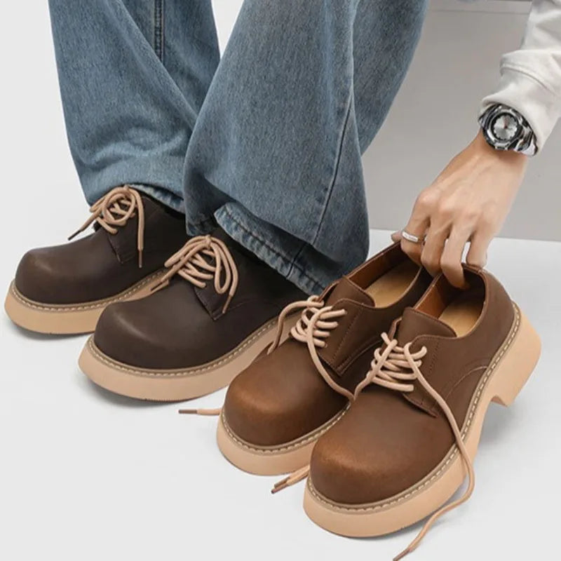High Quality Men'S Sneakers and Casual Shoe British Big Head Derby Shoe Tooling Shoe Business Dress Shoes for Men Zapatos Hombre
