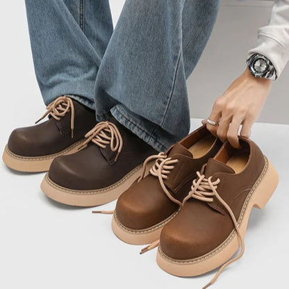 High Quality Men'S Sneakers and Casual Shoe British Big Head Derby Shoe Tooling Shoe Business Dress Shoes for Men Zapatos Hombre