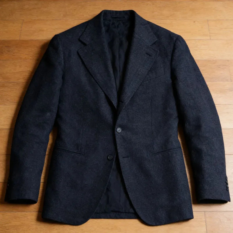 Mens Tweed Suit Blazer Wool Vintage Inspired Single Breasted Slim Fit Business Casual Fashion Coat for Wedding Office Party Wear
