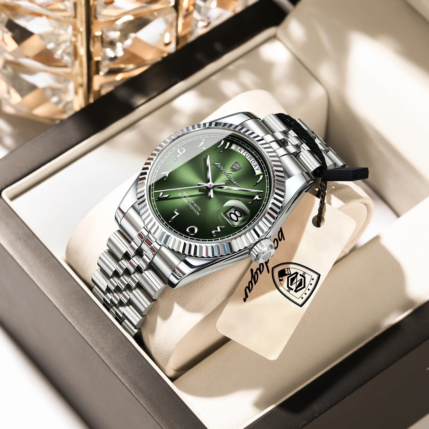 Fashion High Quality Men Clock Waterproof Date Week Watch for Man Stainless Steel Luxury Quartz Men'S Watches Reloj+Box