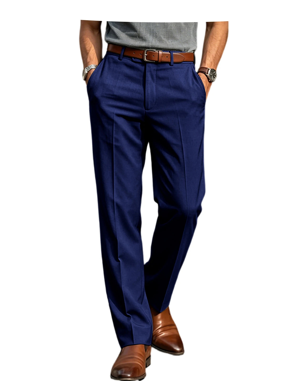 Men'S Formal Linen Summer Pants Classic Straight Suit Trousers Lightweight Breathable Soft Fashion Casual for Office Daily Wear