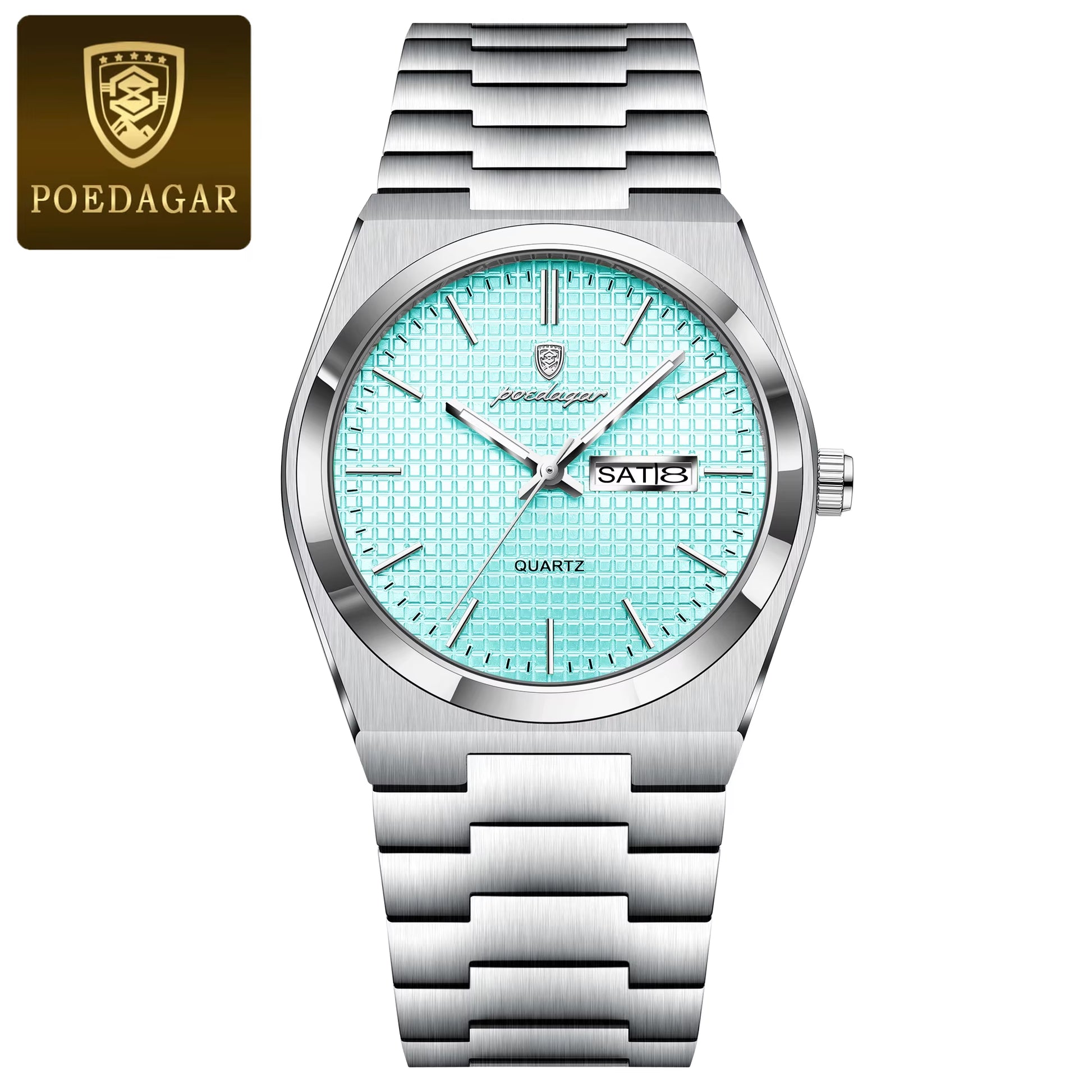 Luxury Business Men'S Quartz Watches Date Week Man Stainless Steel Watch Waterproof Luminous Fashion Men Wristwatch+Box