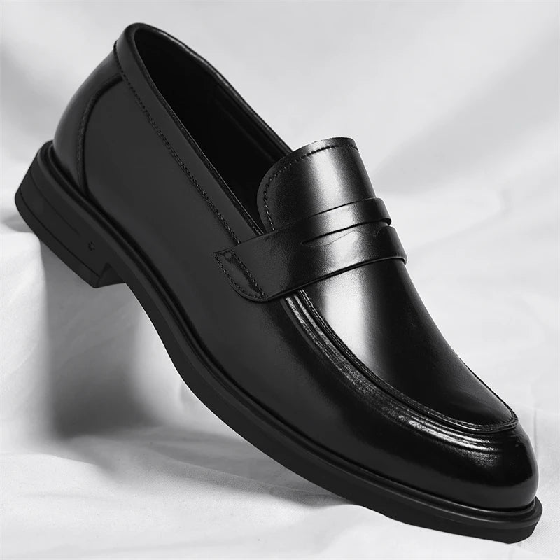 Men'S Formal Leather Loafers Italian Style Slip-On Stylish Elegant Business Shoes Comfortable Lightweight Office Dress Shoes