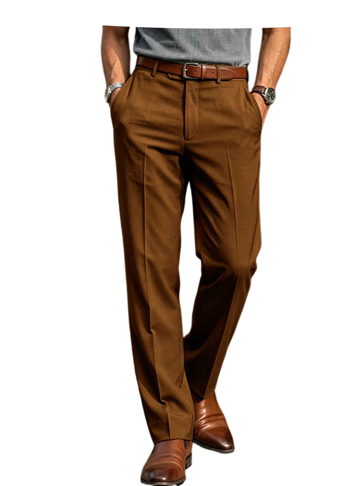 Men'S Formal Linen Summer Pants Classic Straight Suit Trousers Lightweight Breathable Soft Fashion Casual for Office Daily Wear