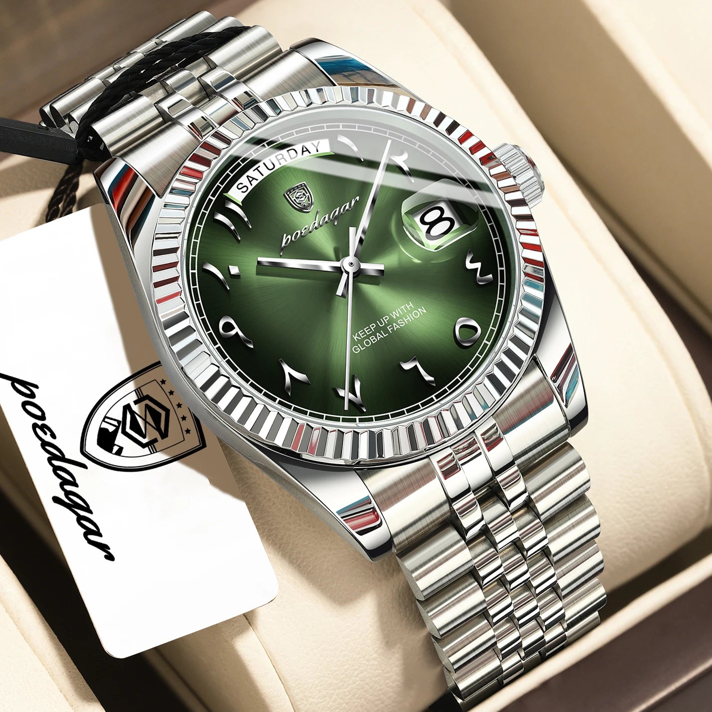 Fashion High Quality Men Clock Waterproof Date Week Watch for Man Stainless Steel Luxury Quartz Men'S Watches Reloj+Box