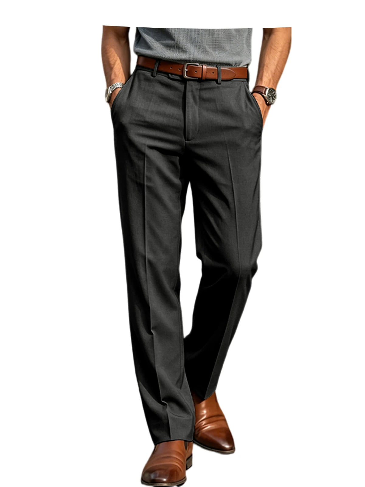 Men'S Formal Linen Summer Pants Classic Straight Suit Trousers Lightweight Breathable Soft Fashion Casual for Office Daily Wear