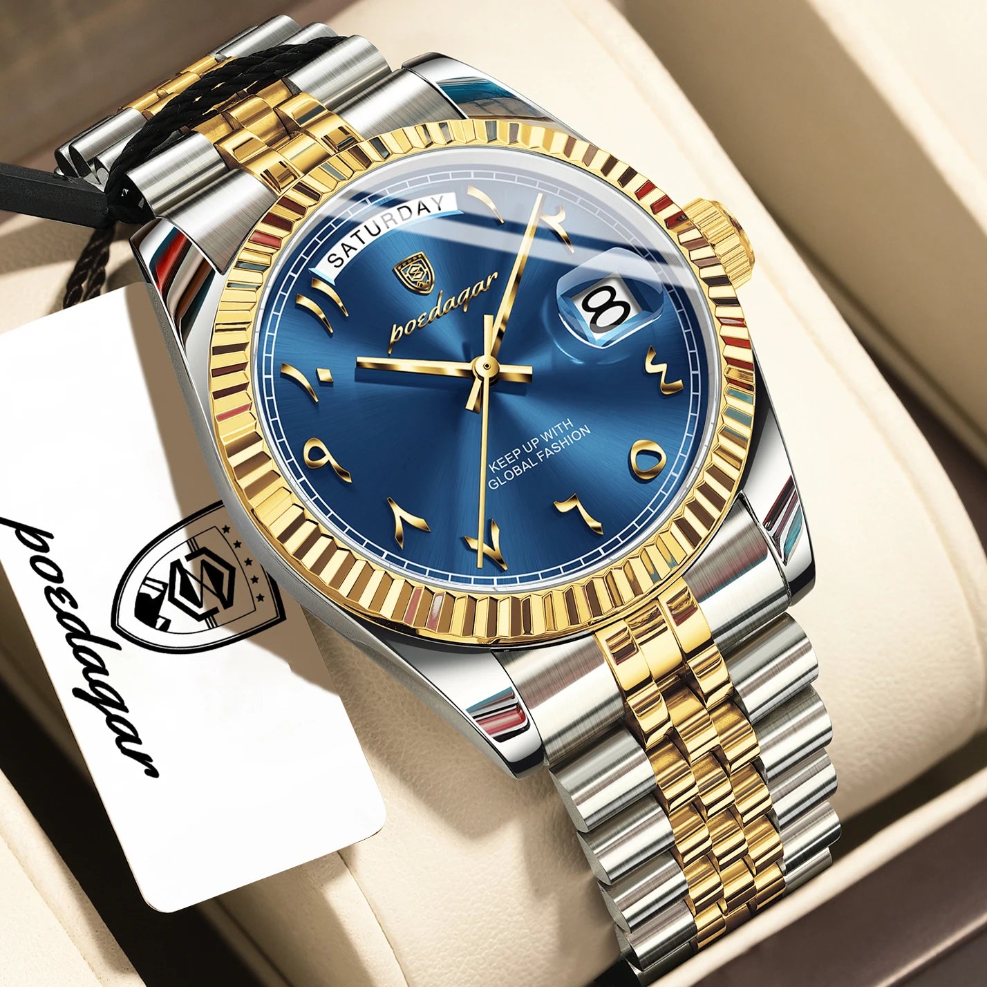 Fashion High Quality Men Clock Waterproof Date Week Watch for Man Stainless Steel Luxury Quartz Men'S Watches Reloj+Box