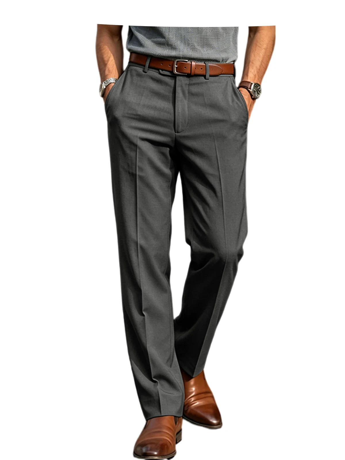 Men'S Formal Linen Summer Pants Classic Straight Suit Trousers Lightweight Breathable Soft Fashion Casual for Office Daily Wear