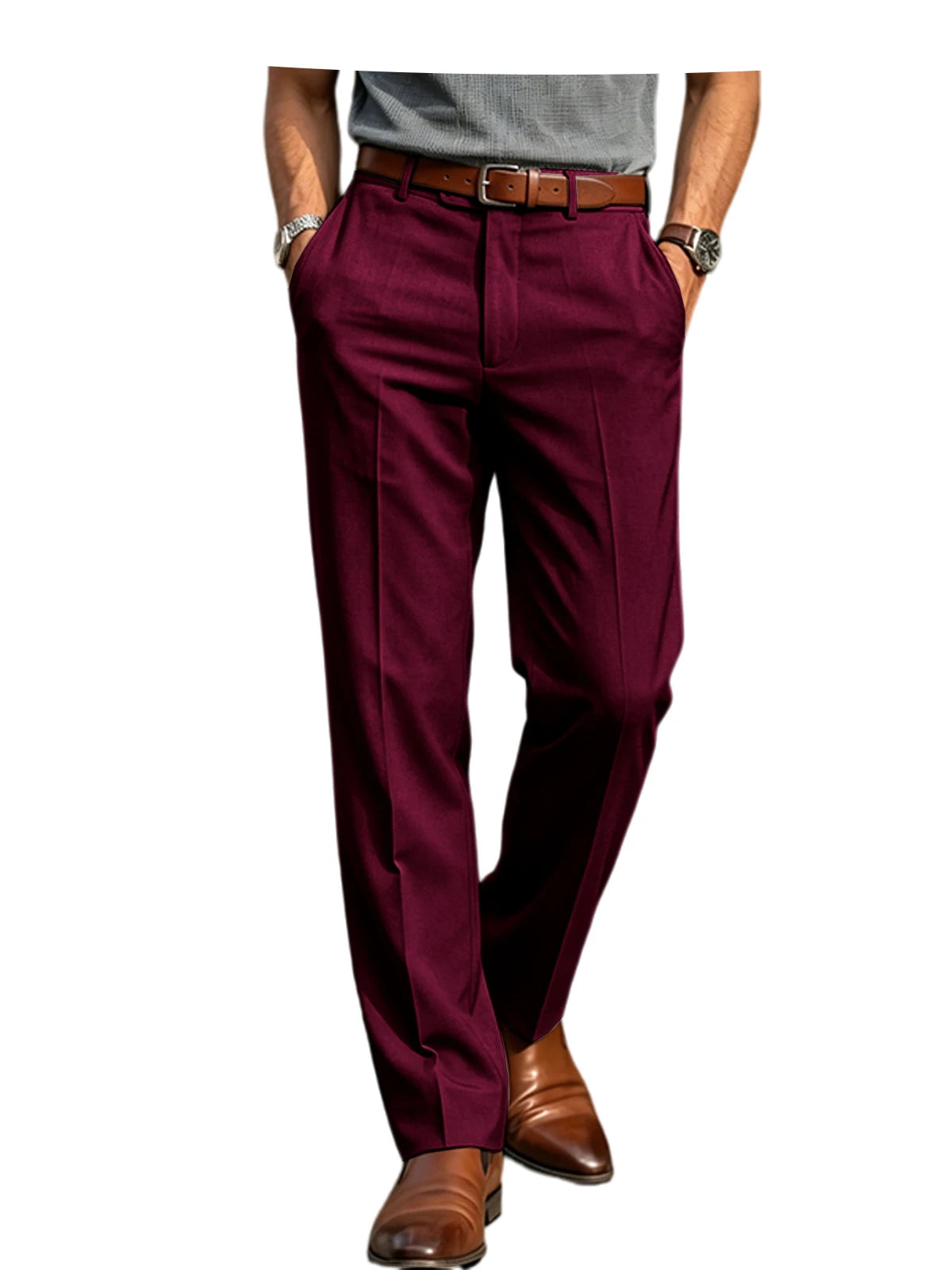 Men'S Formal Linen Summer Pants Classic Straight Suit Trousers Lightweight Breathable Soft Fashion Casual for Office Daily Wear