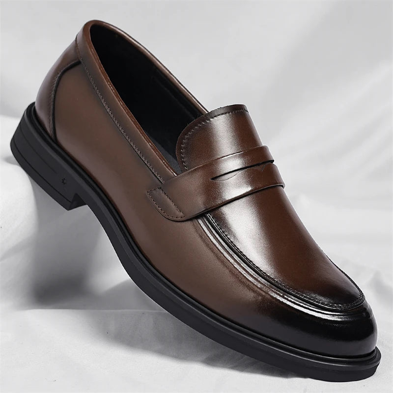 Men'S Formal Leather Loafers Italian Style Slip-On Stylish Elegant Business Shoes Comfortable Lightweight Office Dress Shoes