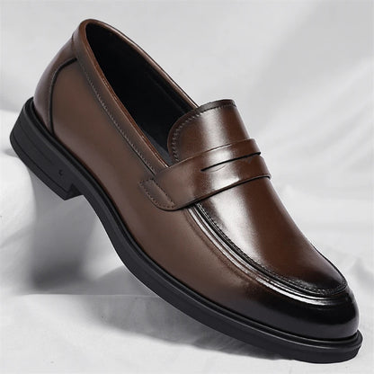 Men'S Formal Leather Loafers Italian Style Slip-On Stylish Elegant Business Shoes Comfortable Lightweight Office Dress Shoes