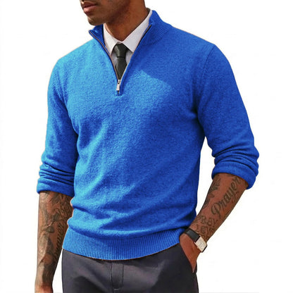 New Men'S Quarter Zip up Sweaters Slim Fit Lightweight Mock Neck Pullover Casual Zipper Polo Sweaters Long Sleeves Streetwear