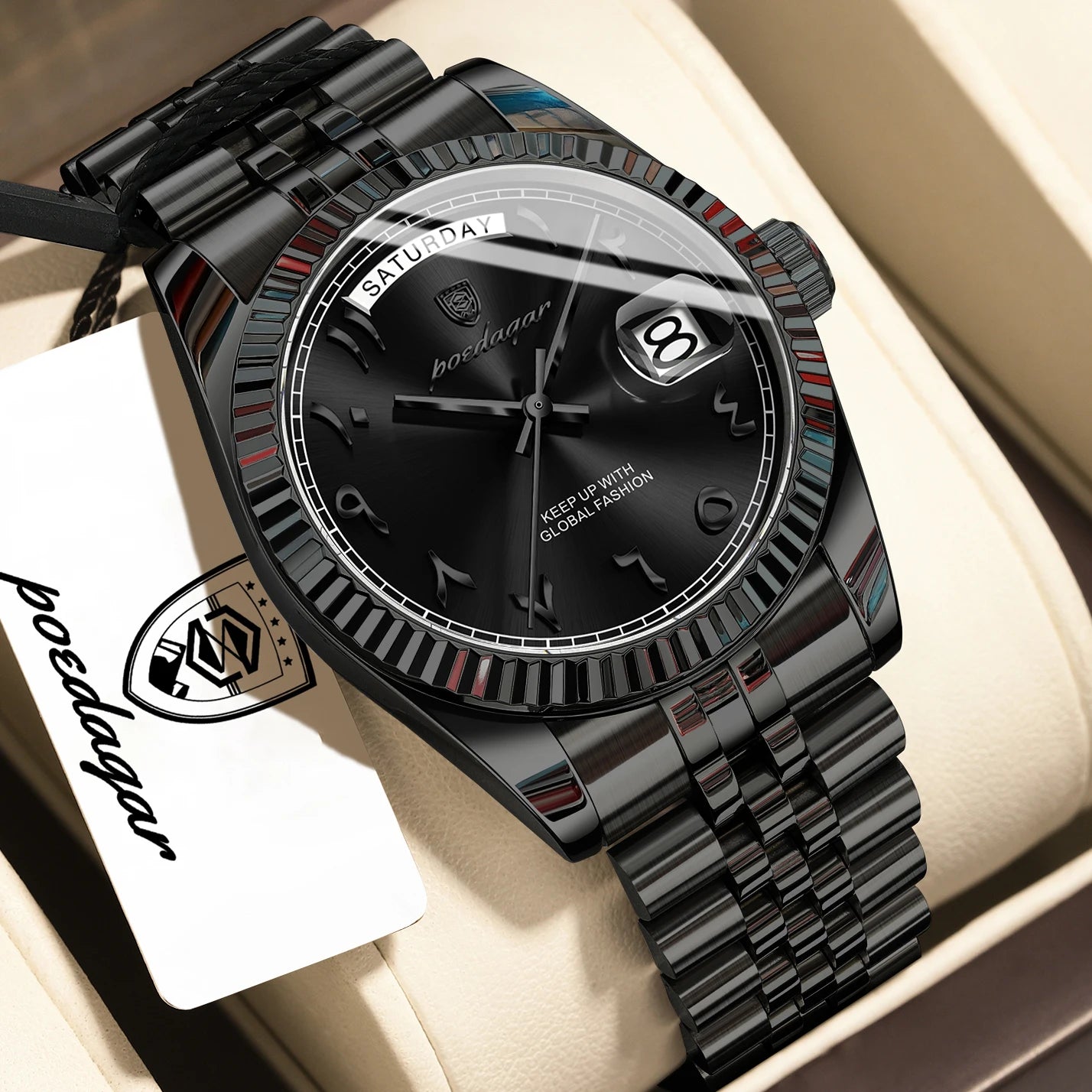 Fashion High Quality Men Clock Waterproof Date Week Watch for Man Stainless Steel Luxury Quartz Men'S Watches Reloj+Box